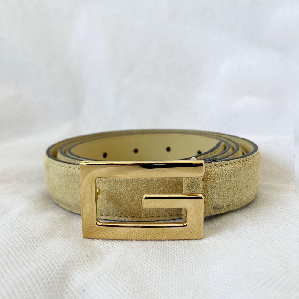 Gucci Beige Suede and Leather G Buckle Belt - BOPF | Business of Preloved Fashion