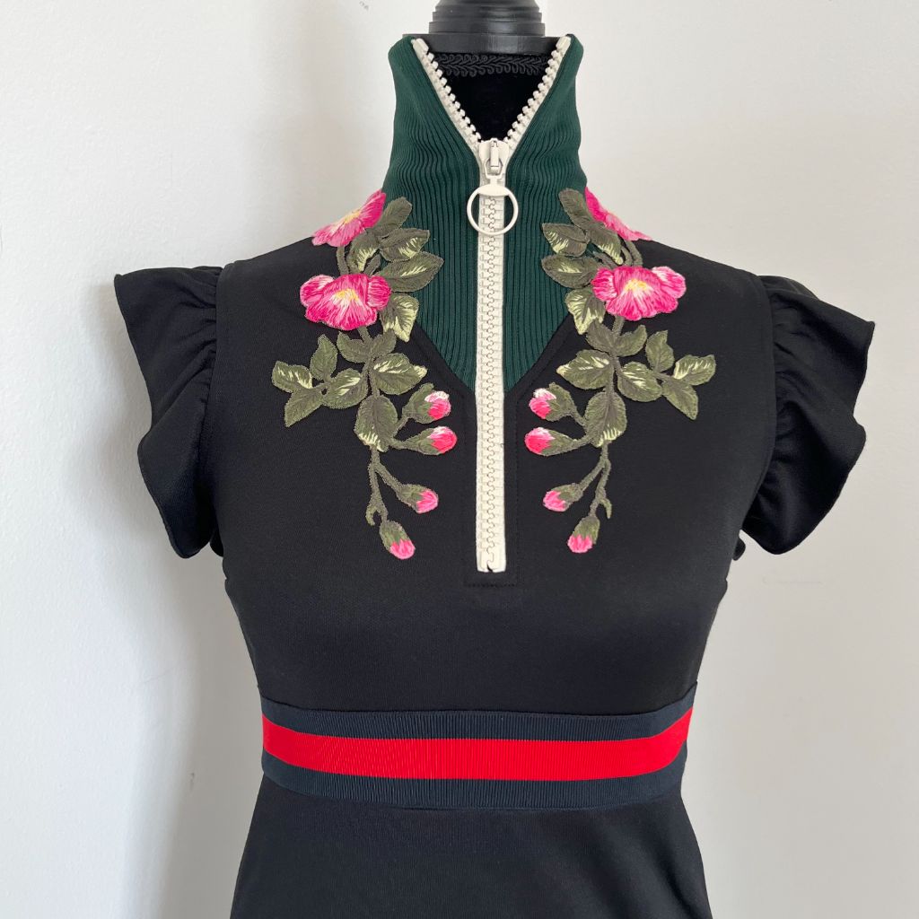 Gucci Black Floral Embroidered Dress - BOPF | Business of Preloved Fashion Gucci Black Floral Embroidered Dress - BOPF | Business of Preloved Fashion