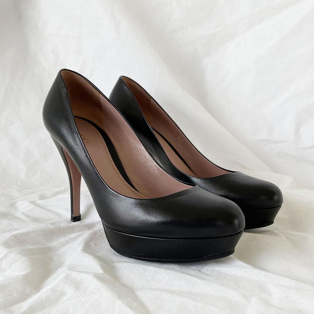 Gucci Black Leather Round Toe Pumps - BOPF | Business of Preloved Fashion
