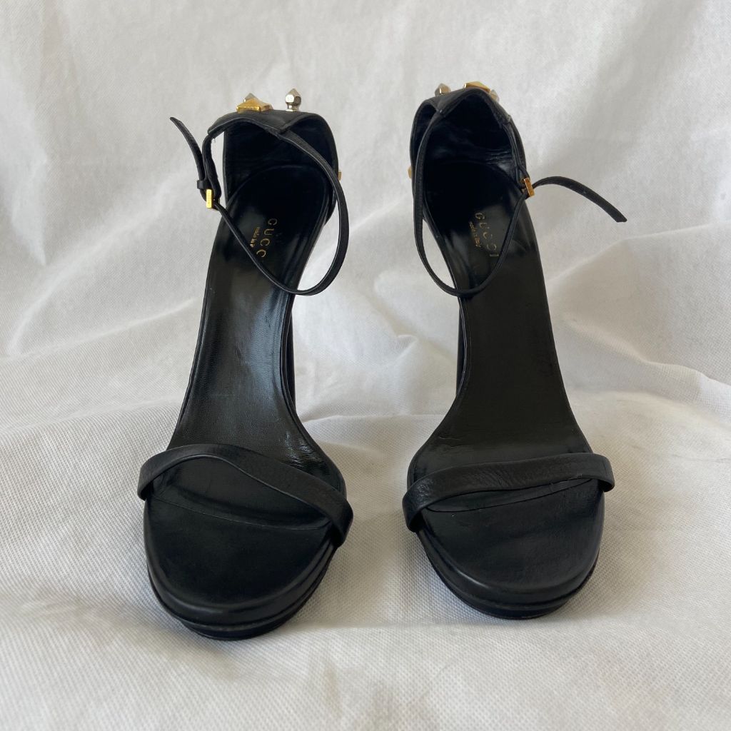 Gucci Black Studded Sandal Heels - BOPF | Business of Preloved Fashion