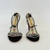 Gucci Black Suede Crystal Embellished Ankle Strap Sandals, 39 - BOPF | Business of Preloved Fashion