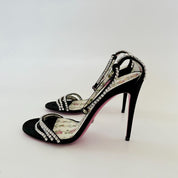 Gucci Black Suede Crystal Embellished Ankle Strap Sandals, 39 - BOPF | Business of Preloved Fashion