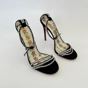 Gucci Black Suede Crystal Embellished Ankle Strap Sandals, 39 - BOPF | Business of Preloved Fashion