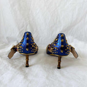 Gucci Blue Leather Unia Studded Buckle Strap Pointed Toe Pumps, 39 - BOPF | Business of Preloved Fashion