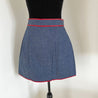 Gucci Blue Mini Skirt Red Leather Trim with Horsebit Detail - BOPF | Business of Preloved Fashion