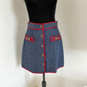 Gucci Blue Mini Skirt Red Leather Trim with Horsebit Detail - BOPF | Business of Preloved Fashion