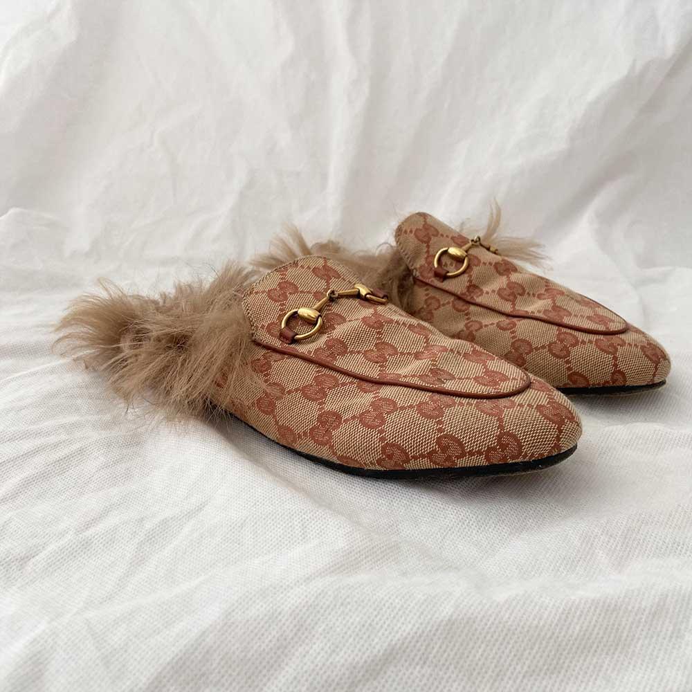 Gucci Brick Red & Beige Princetown Canvas Slipper, 39 - BOPF | Business of Preloved Fashion