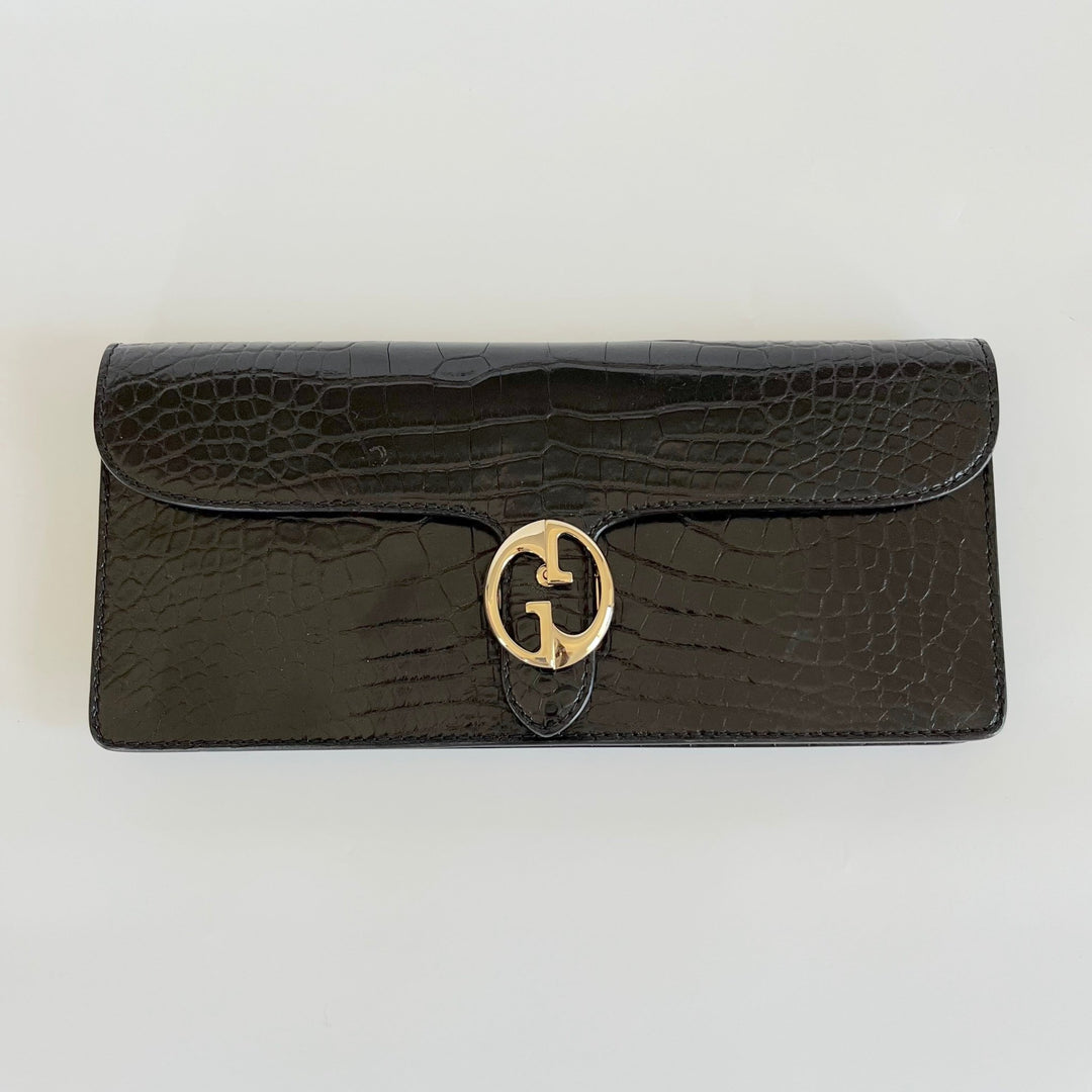 Gucci Brown Crocodile 1973 Flap Long Clutch - BOPF | Business of Preloved Fashion