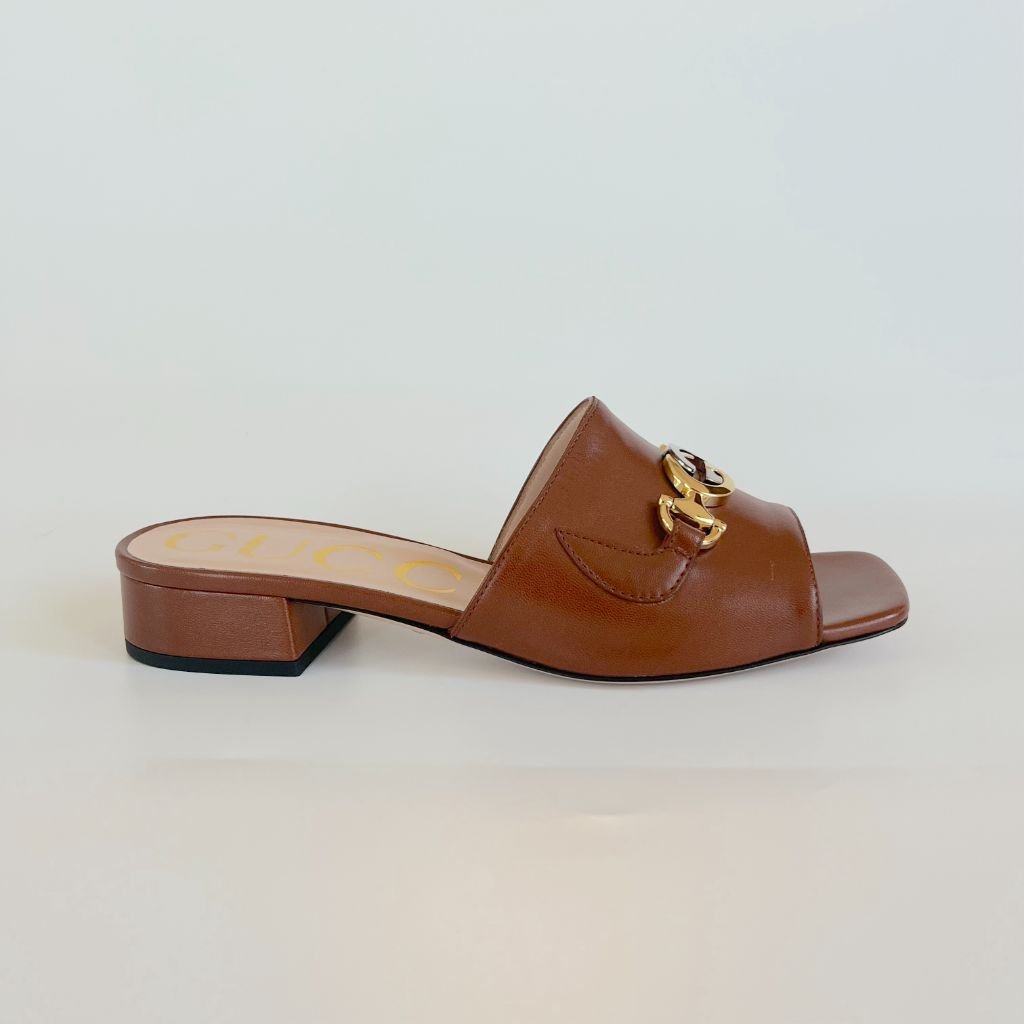 Gucci Brown Leather Zumi GG Interlocking Slide Sandals, 36 - BOPF | Business of Preloved Fashion