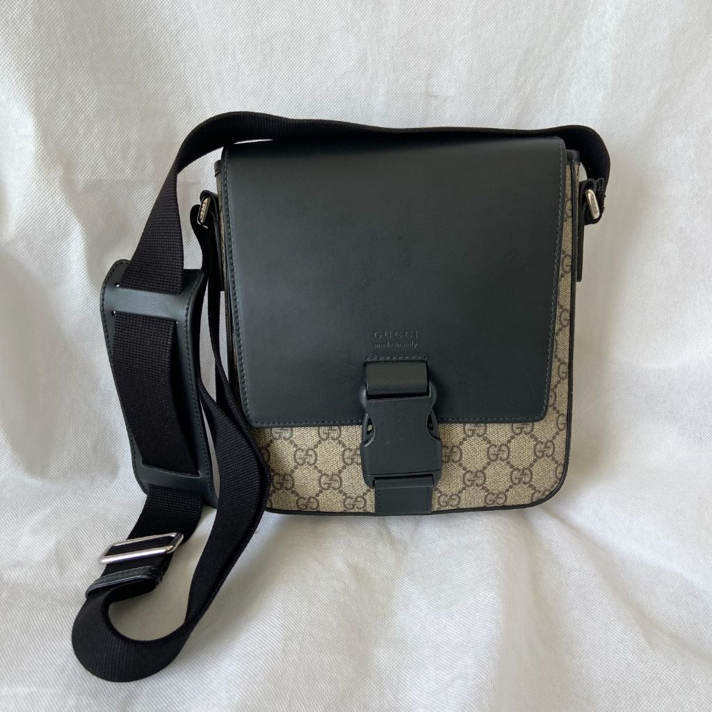 Gucci Buckle Flap Messenger Bag GG Coated Canvas with Leather - BOPF | Business of Preloved Fashion