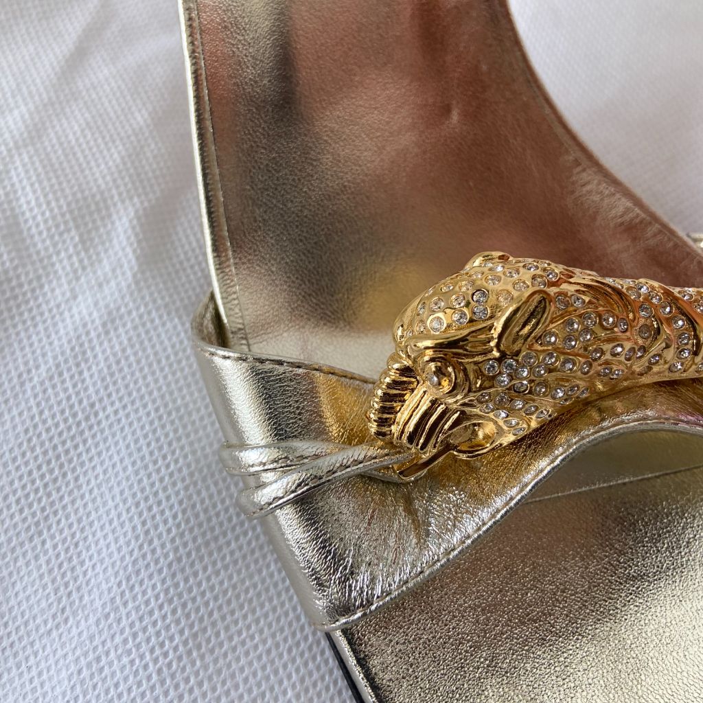 Gucci Dora Crystal Tiger-embellished Leather Mules, 40 - BOPF | Business of Preloved Fashion