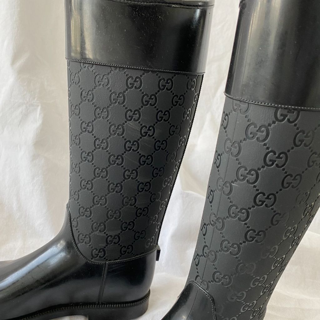 Gucci Guccissima Rain black knee high boots, 38 - BOPF | Business of ...