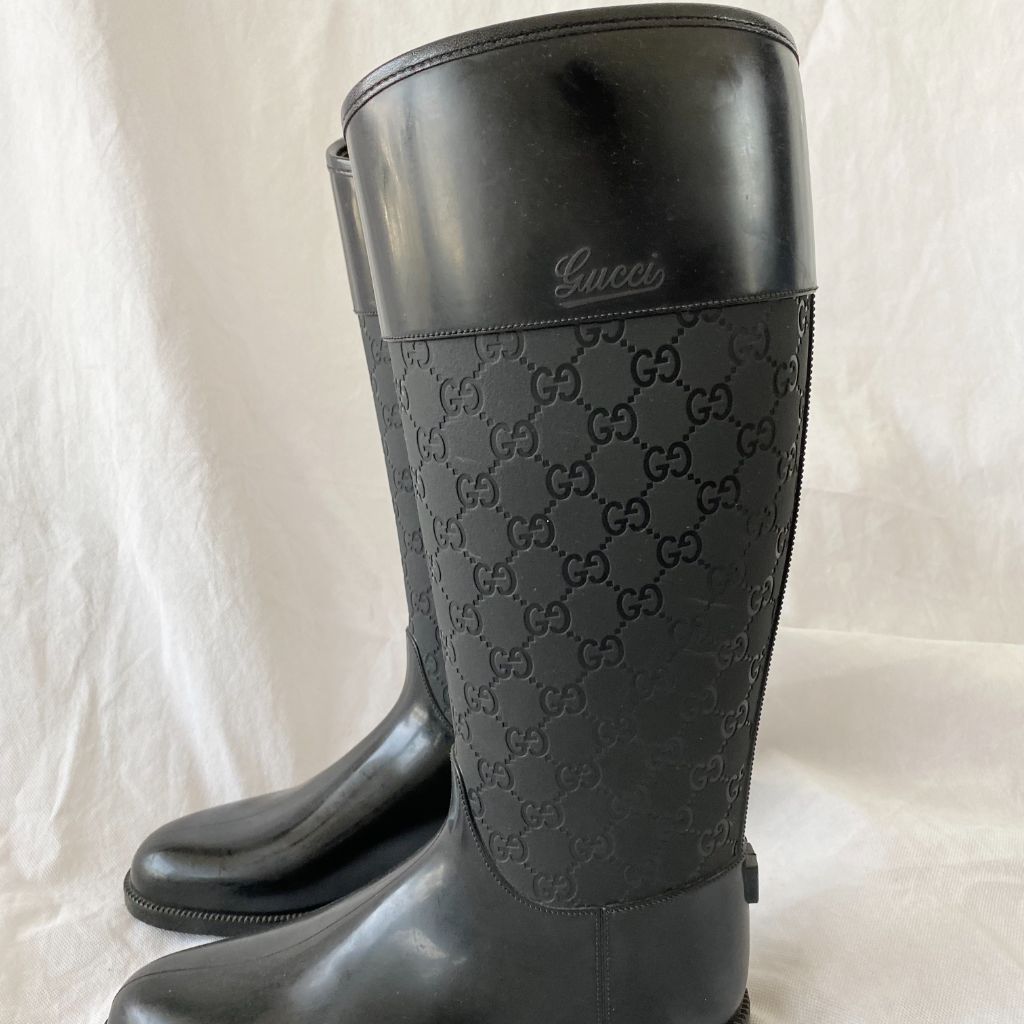 Gucci Guccissima Rain black knee high boots, 38 - BOPF | Business of Preloved Fashion