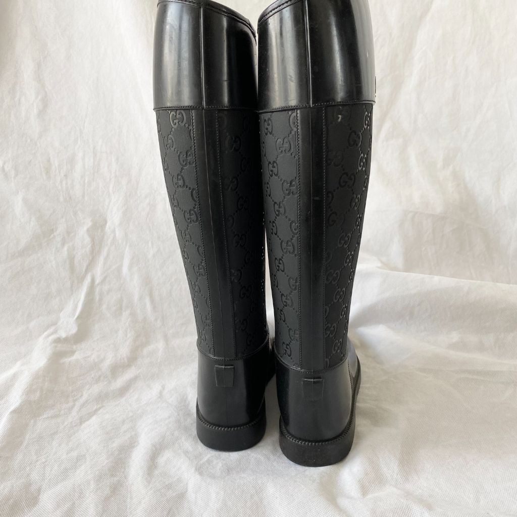Gucci Guccissima Rain black knee high boots, 38 - BOPF | Business of Preloved Fashion