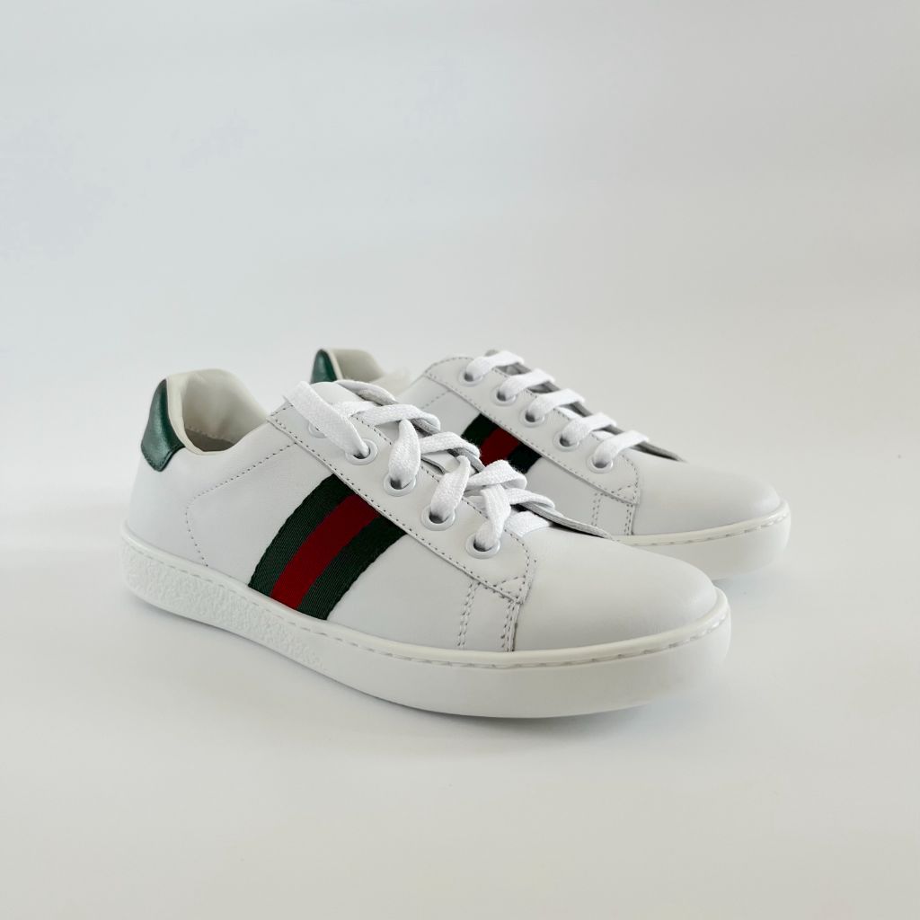 Gucci Kids Ace Leather Sneaker 4-8Y (Kids,Shoes)