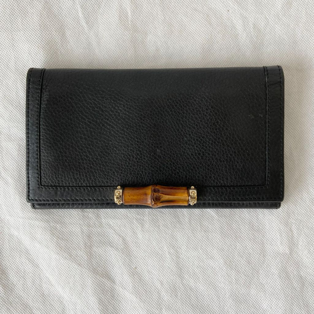 Gucci Leather Wallet With Bamboo On The Flap - BOPF | Business of Preloved Fashion