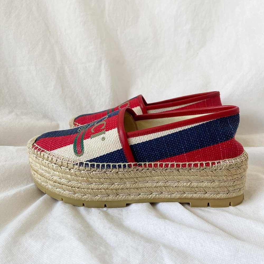Gucci Logo Sylvie Platform Espadrille In Multicolour, 38 - BOPF | Business of Preloved Fashion