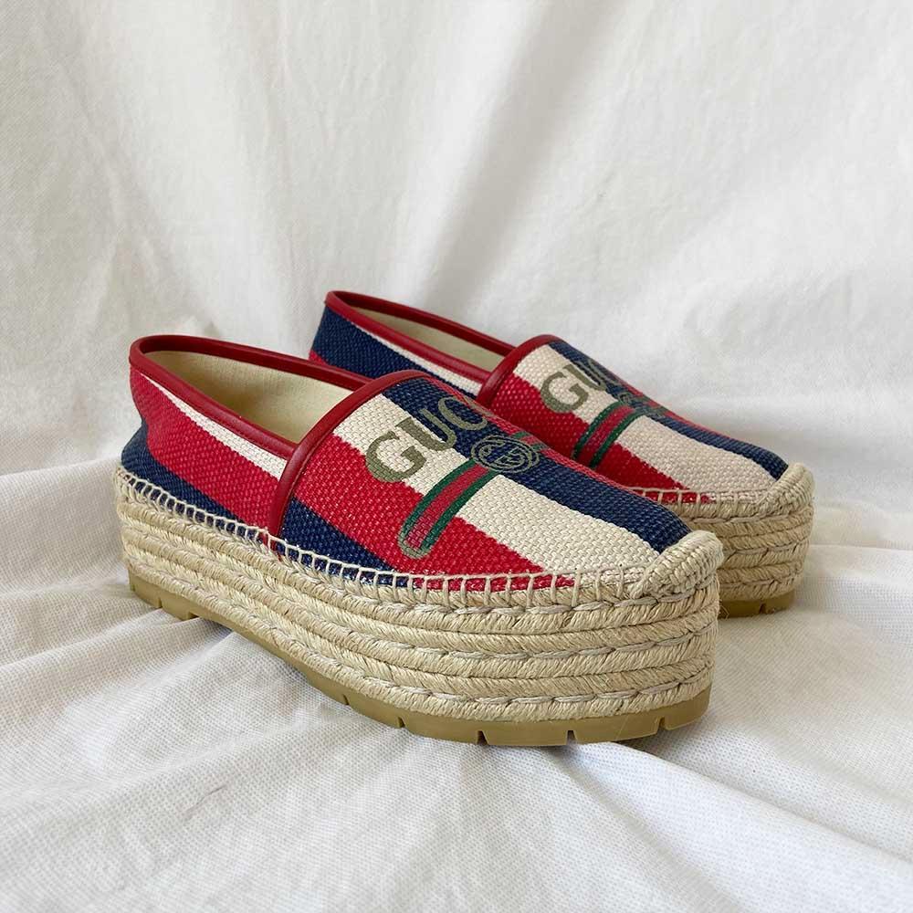 Gucci Logo Sylvie Platform Espadrille In Multicolour, 38 - BOPF | Business of Preloved Fashion