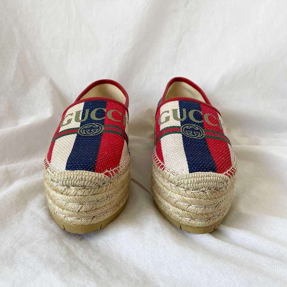 Gucci Logo Sylvie Platform Espadrille In Multicolour, 38 - BOPF | Business of Preloved Fashion