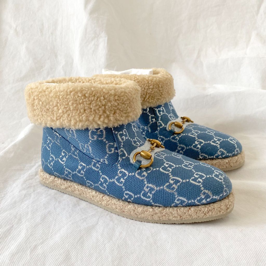 Gucci Merino Wool-trimmed Ankle Boots, 38.5 - BOPF | Business of Preloved Fashion