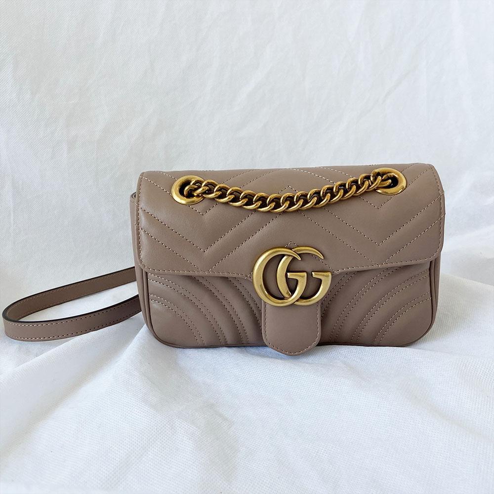 Gucci mini dusty pink GG marmont 2.0 shoulder bag matelasse - BOPF | Business of Preloved Fashion