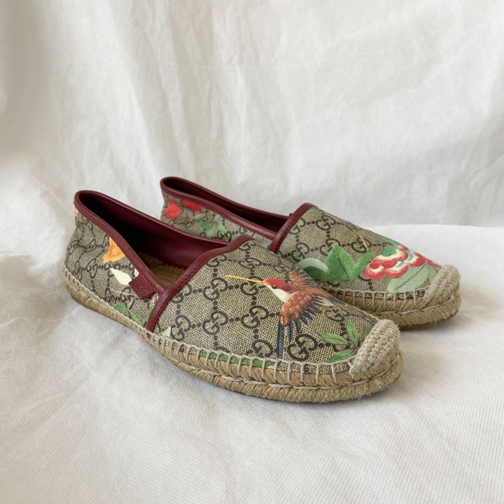 Gucci Multicolor Tian Print GG Supreme Canvas Flat Espadrilles, 39.5 - BOPF | Business of Preloved Fashion