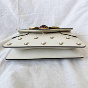 Gucci Off White Leather Broadway Pearly Bee Shoulder Bag - BOPF | Business of Preloved Fashion