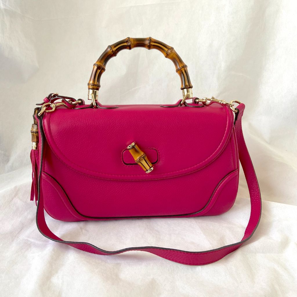 Gucci Pink Leather Large Bamboo Tassel Top Handle Bag - BOPF | Business of Preloved Fashion