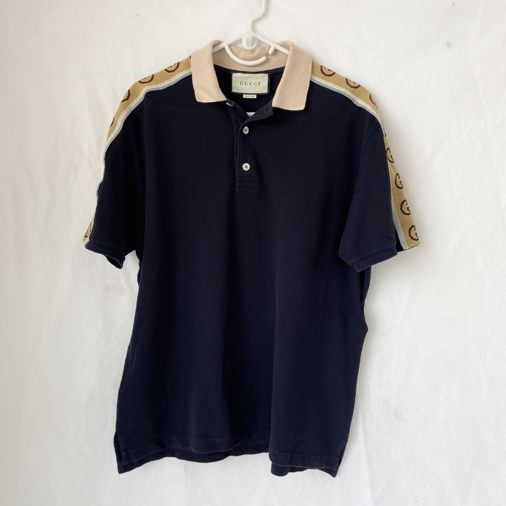 Gucci polo shirt with GG on sleeves (men's) - BOPF | Business of Preloved Fashion