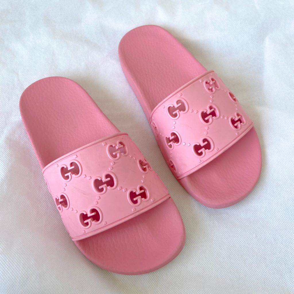 Gucci rubber GG slide sandals, 36 BOPF Business of Preloved
