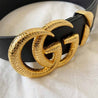 Gucci Snakeskin-effect Gg-logo Leather Belt - BOPF | Business of Preloved Fashion