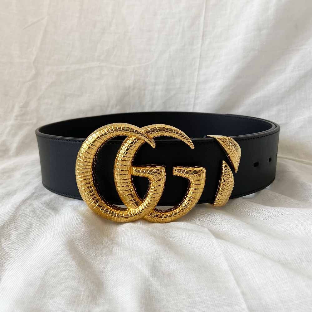 Gucci Snakeskin-effect Gg-logo Leather Belt - BOPF | Business of Preloved Fashion