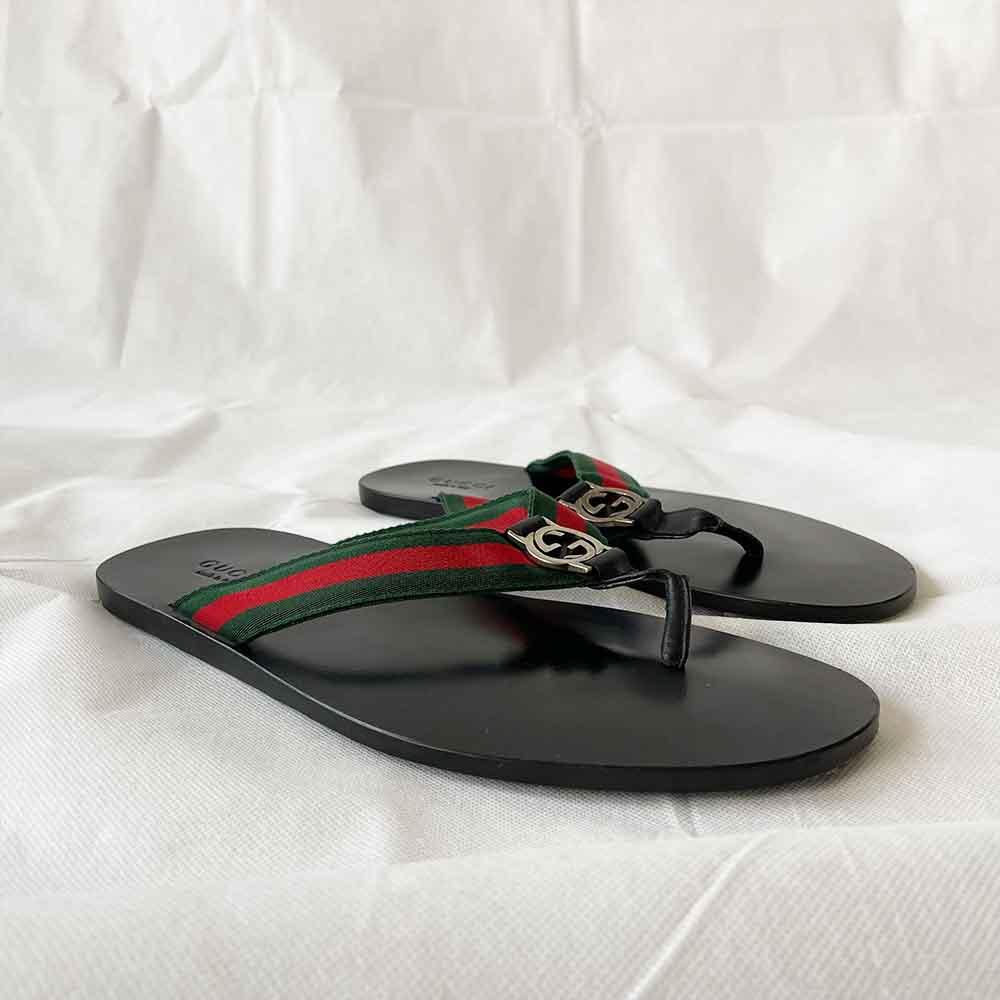 Gucci Web-print flip-flops, Size 10.5 (Men) - BOPF | Business of Preloved Fashion