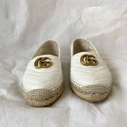 Gucci White Leather GG Marmont Espadrille Flats, 37.5 - BOPF | Business of Preloved Fashion