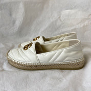 Gucci White Leather GG Marmont Espadrille Flats, 37.5 - BOPF | Business of Preloved Fashion
