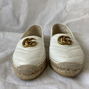 Gucci White Leather GG Marmont Espadrille Flats, 37.5 - BOPF | Business of Preloved Fashion