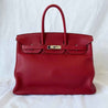 Hermes 35 Birkin Red Clemence Leather with Palladium Hardware - BOPF | Business of Preloved Fashion