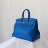 Hermes Birkin Handbag 35 cm "Eclat" in blue bull leather Mykonos - BOPF | Business of Preloved Fashion