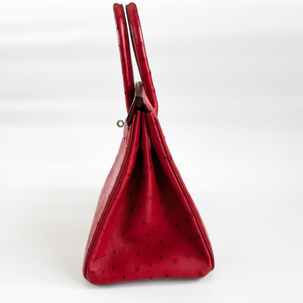 Hermes Birkin Rouge Red Vif Ostrich with Palladium Hardware - BOPF | Business of Preloved Fashion