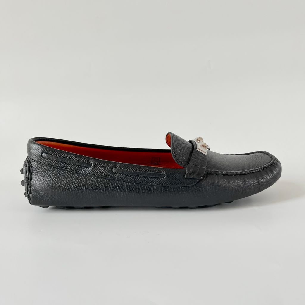 Hermès Black Leather Irving Slip On Loafers, 40.5 - BOPF  display picture 1