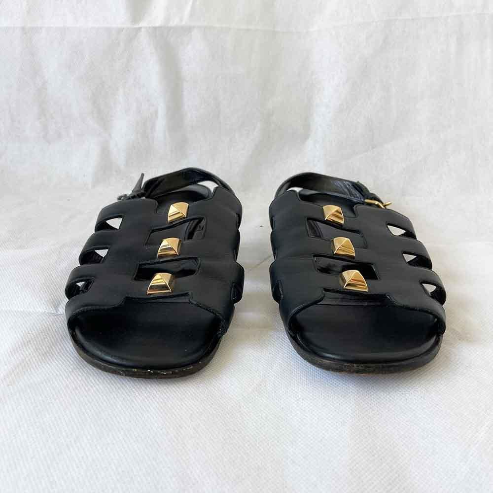 Hermes Black Leather Sandal with Rockstud, 38 - BOPF | Business of Preloved Fashion