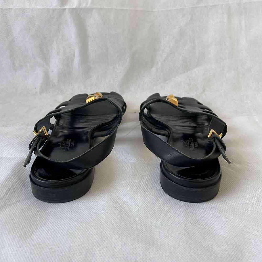 Hermes Black Leather Sandal with Rockstud, 38 - BOPF | Business of Preloved Fashion