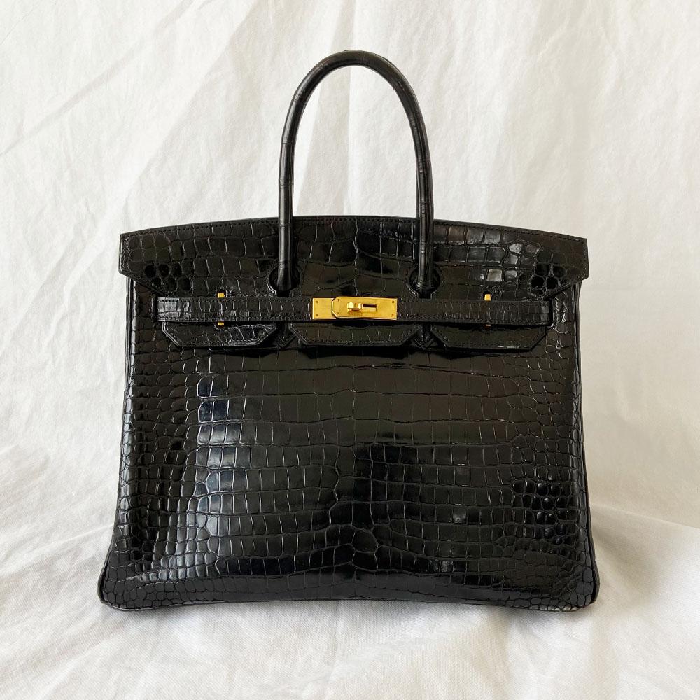 Hermes Birkin 35 Braise Lipstick Red Porosus Crocodile Bag Gold Hardware •  MIGHTYCHIC • 