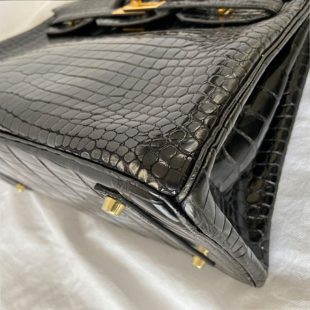 Hermes Matte Black Porosus Crocodile Birkin 35 ○ Labellov ○ Buy
