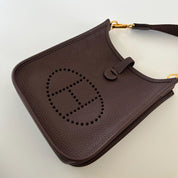 Hermès Chocolate Clemence Leather Evelyn TPM bag - BOPF | Business of Preloved Fashion