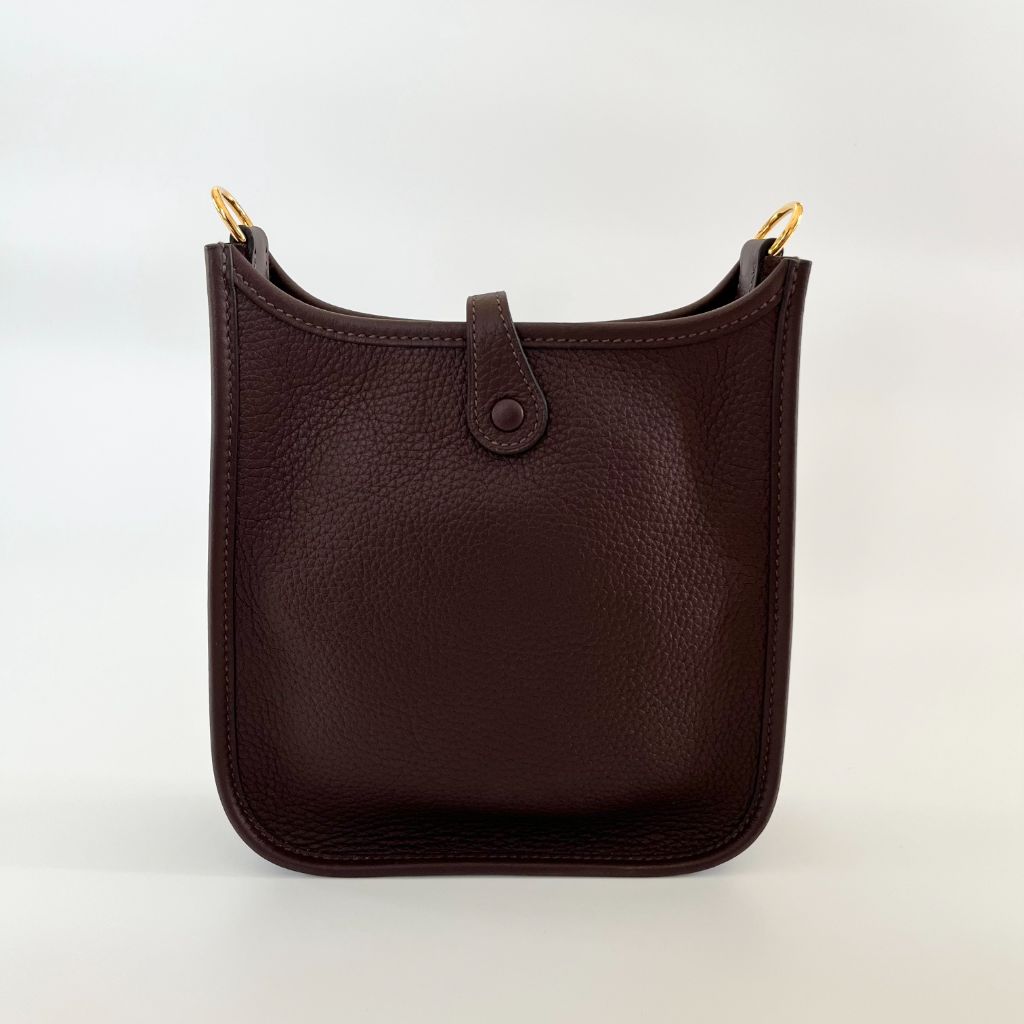 Hermès Chocolate Clemence Leather Evelyn TPM bag - BOPF | Business of Preloved Fashion
