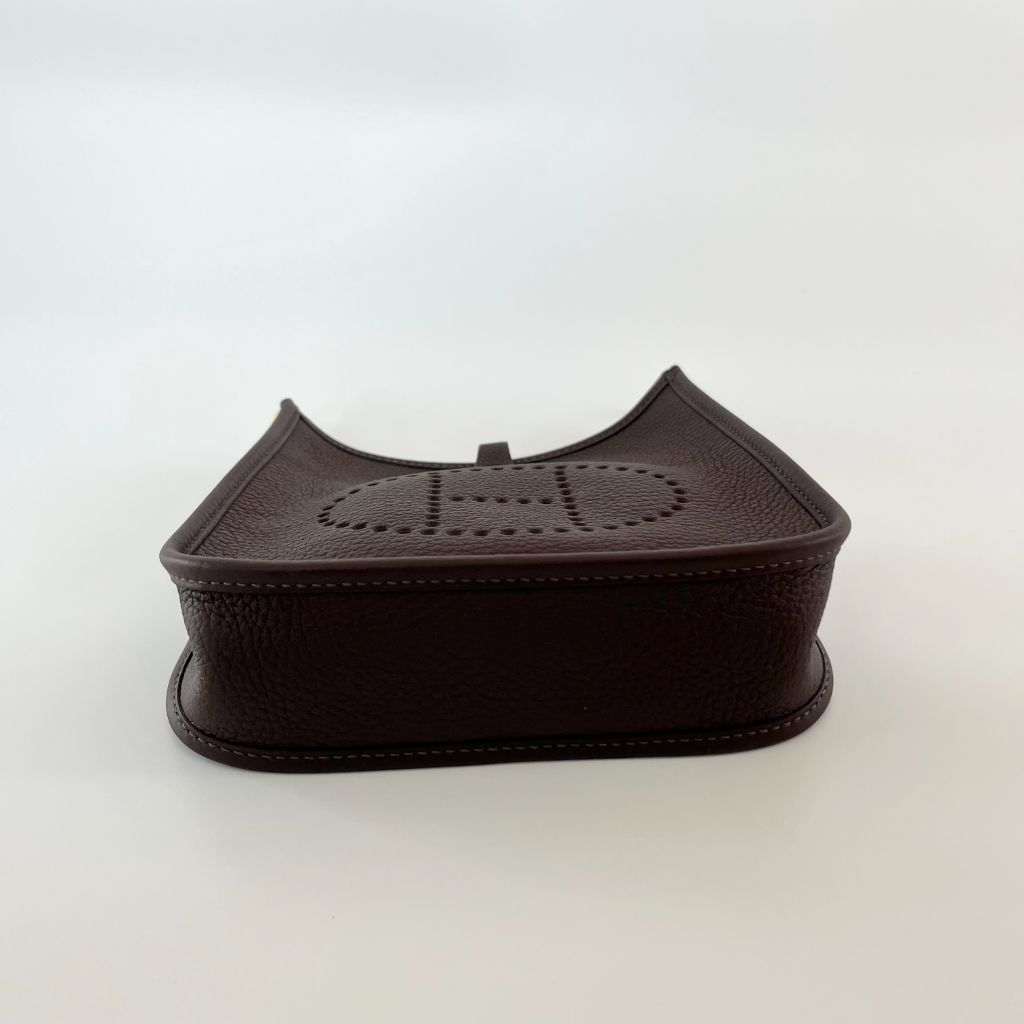 Hermès Chocolate Clemence Leather Evelyn TPM bag - BOPF | Business of Preloved Fashion