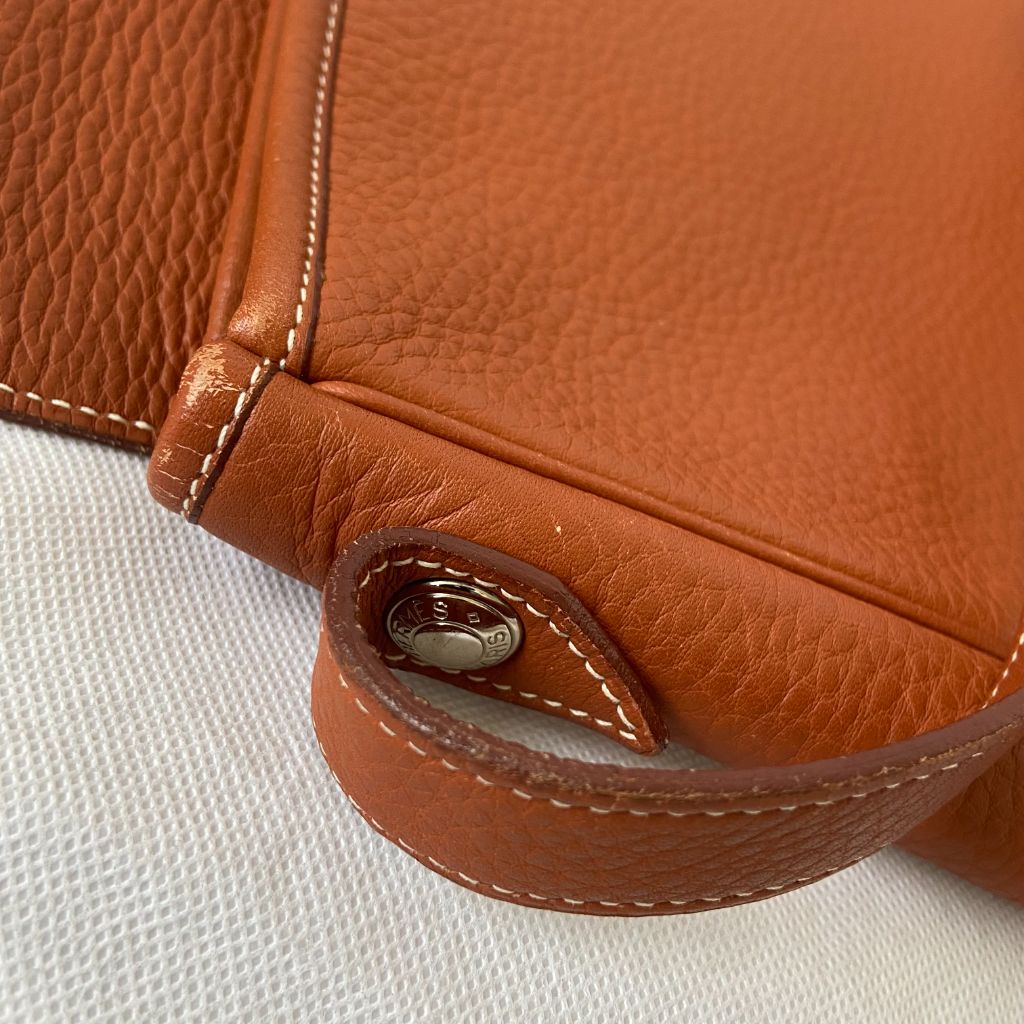 Hermes Christine handbag in gold grained leather - BOPF | Business of Preloved Fashion