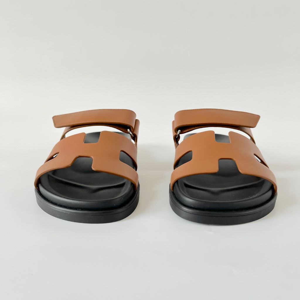 Hermès Chypre black and caramel leather sandals, 37 - BOPF | Business of Preloved Fashion