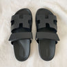 Hermes Chypre black leather sandals , 39 - BOPF | Business of Preloved Fashion